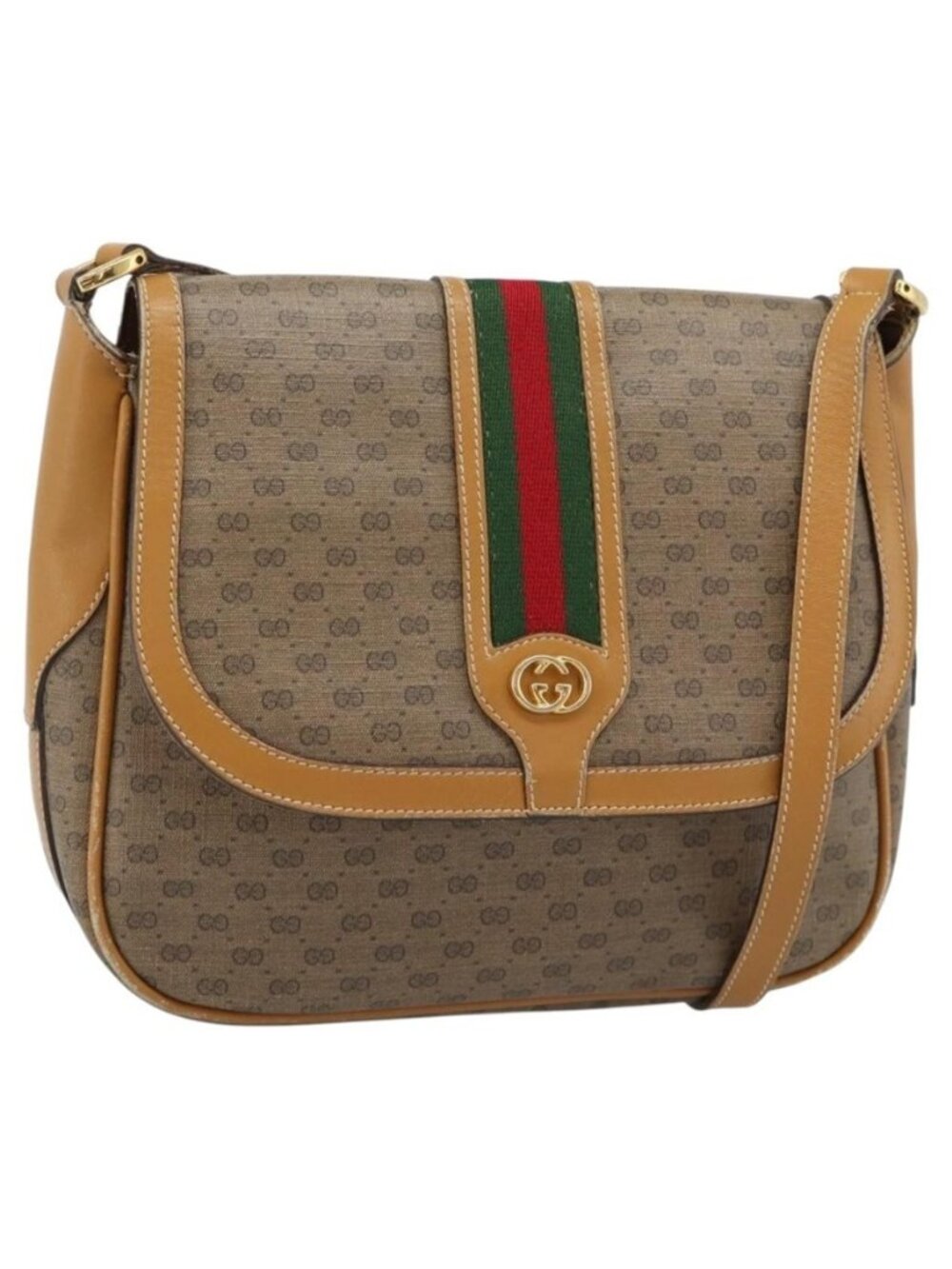 Authentic GUCCI Micro GG Supreme Web Sherry Line Bag Leather Beige